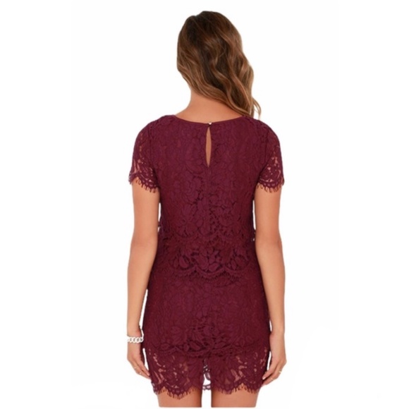 Lulu’s Turn Back Time Burgundy Lace 2-Piece Set Size XS - Picture 3 of 16